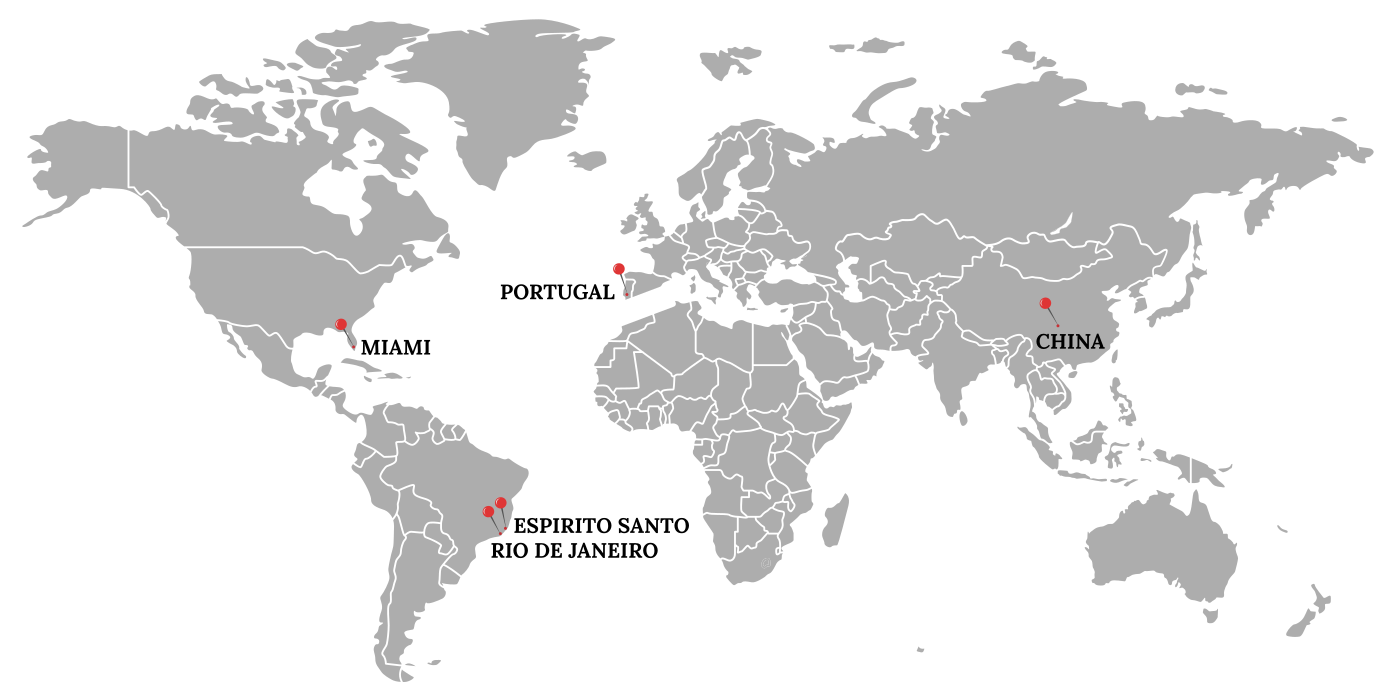 Mapa com filiais RP Supply